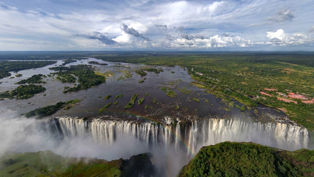 The majestic Victoria Falls on the Zambesi River - between Zimbabwe and Zambia