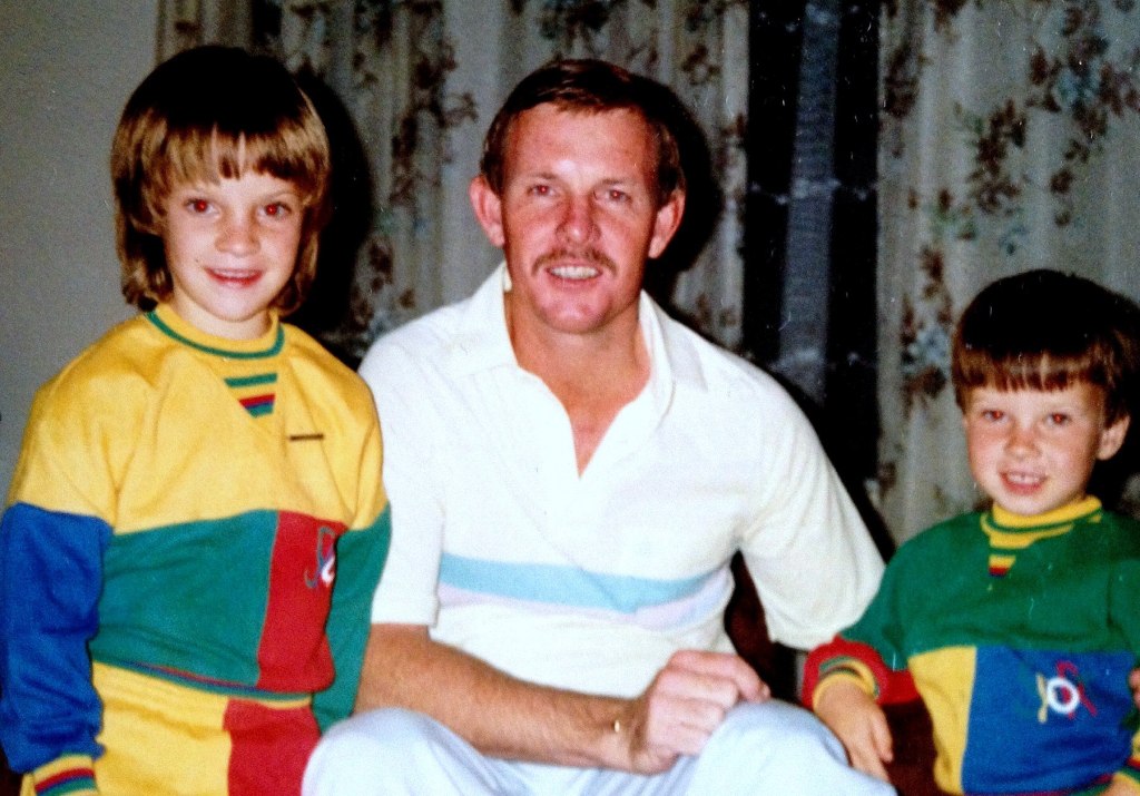 Des with young Nicola and Gareth at our home in Harare