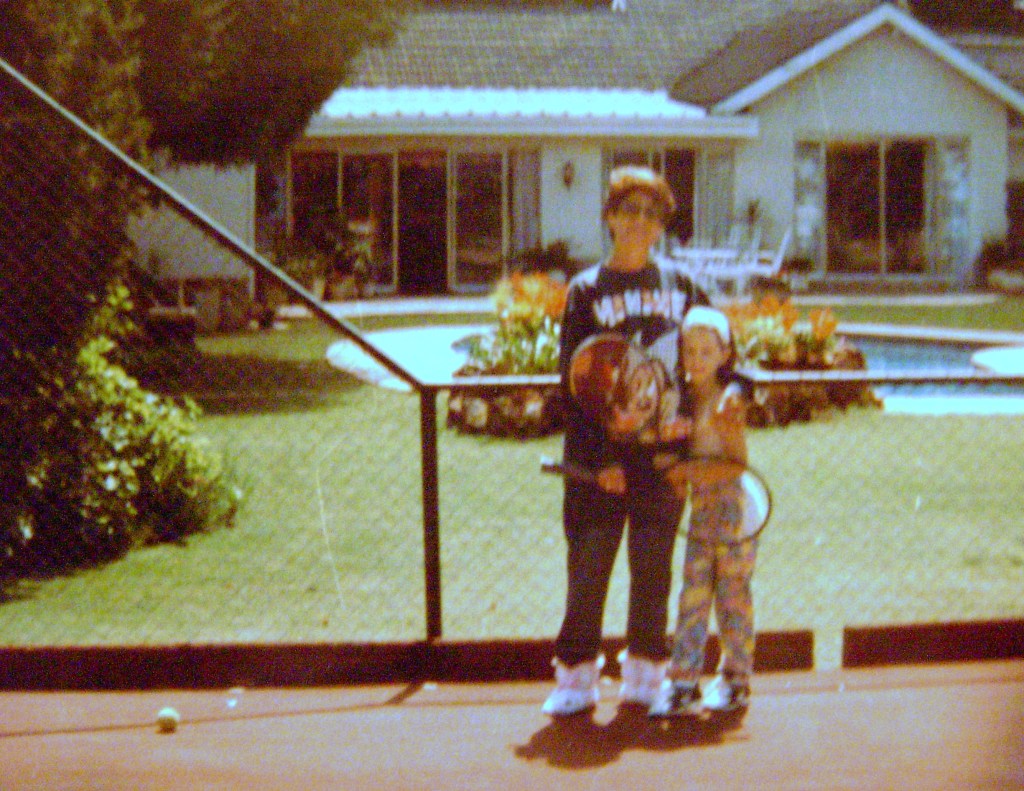 Young Stacey with Brenda on our court in Harare