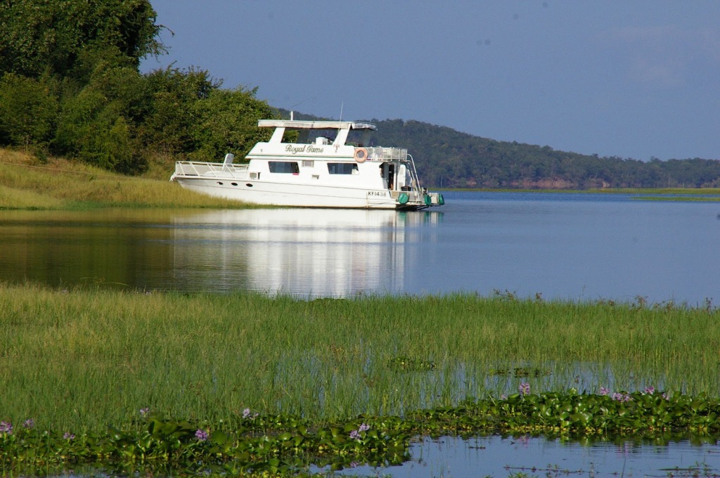 House boats are popular on Lake Kariba for fishing and game viewing